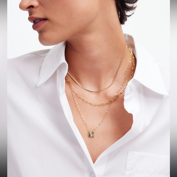 NWT Madewell Three-Pack Layered Mixed Shape Necklace Set - Picture 2 of 5